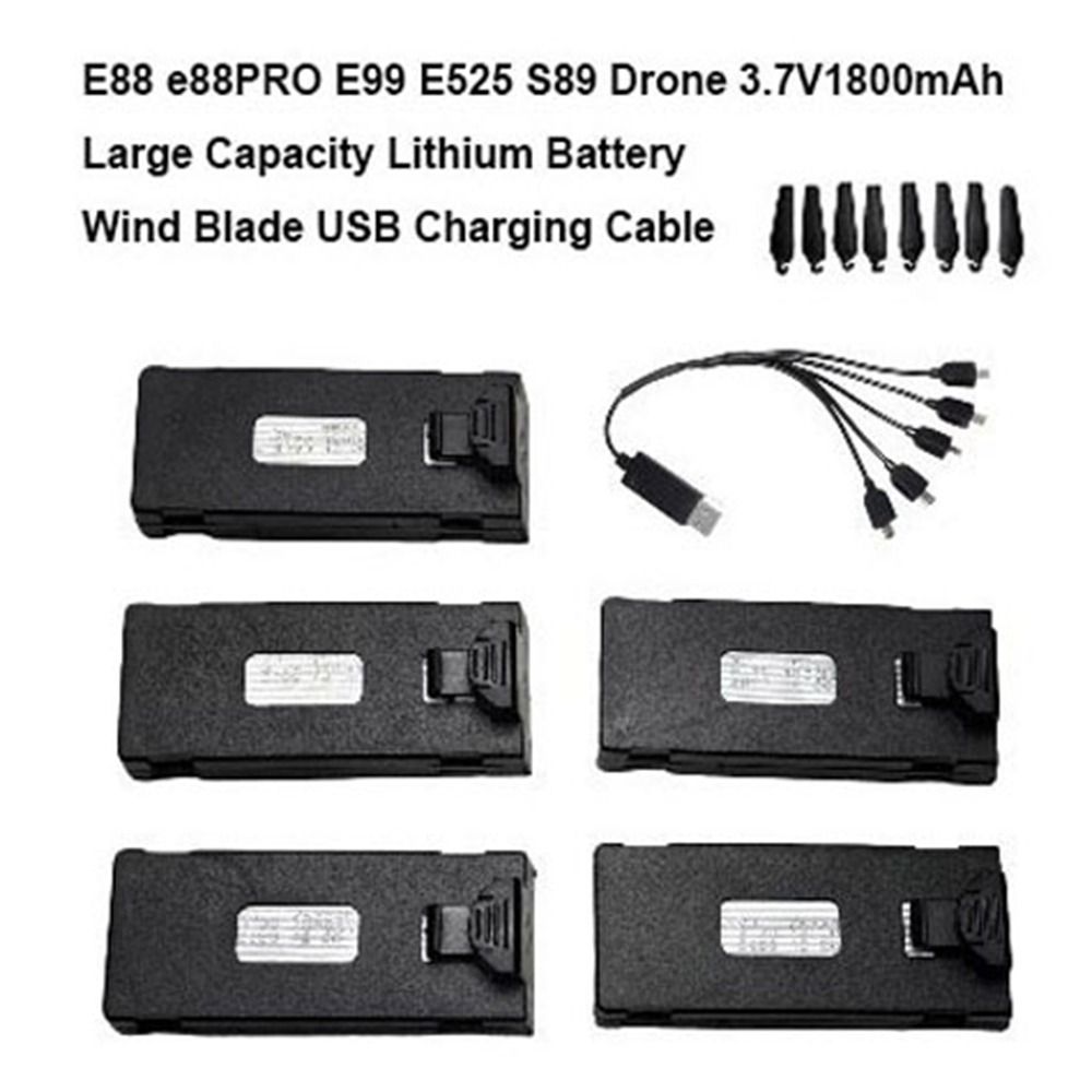 Eachine Drone E010 - ブラックリチウム電池 3.7V1800mAh 大容量ユニバーサル USB 充電ケーブル E88