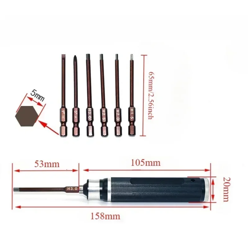 6-in-1ドライバーセット。1.5mm、2.0mm、2.5 - Fpv Drone Tool Kit のレビューと価格